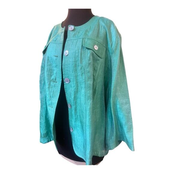 Y2K Iridescent Green Glam Feminine Blazer Jakcet 20W Fairy Easter Lightweight - Picture 2 of 8